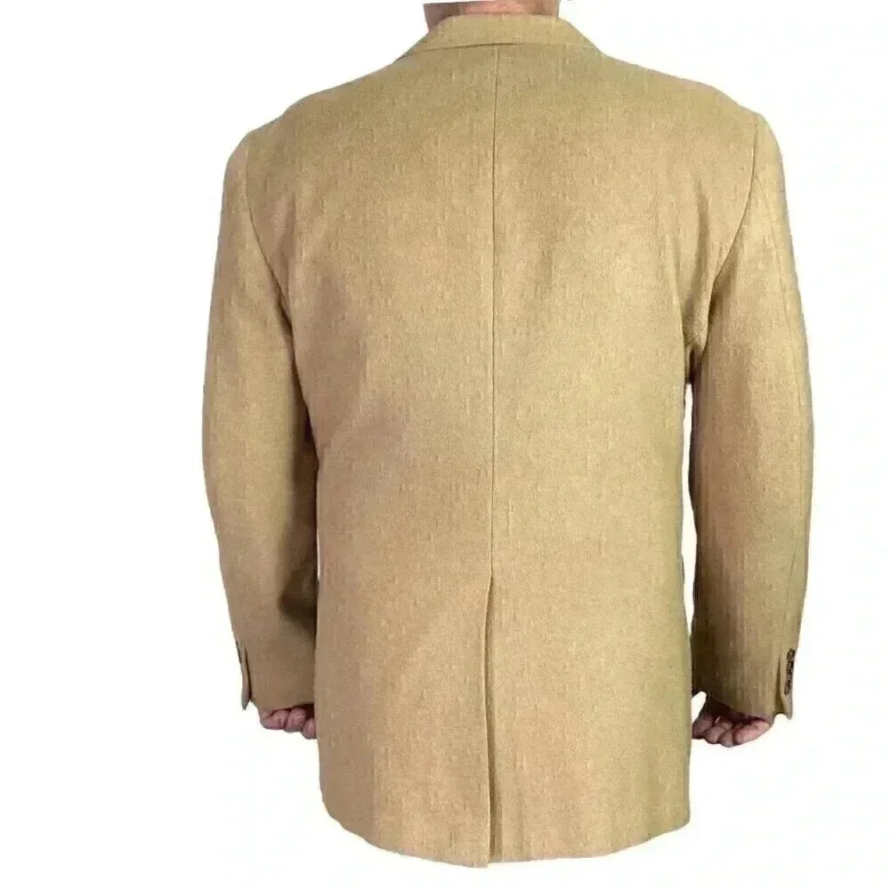 La Crosse Blazer Sport Coat Men 44L Long Beige Tan 2 Button Camel Hair Wool